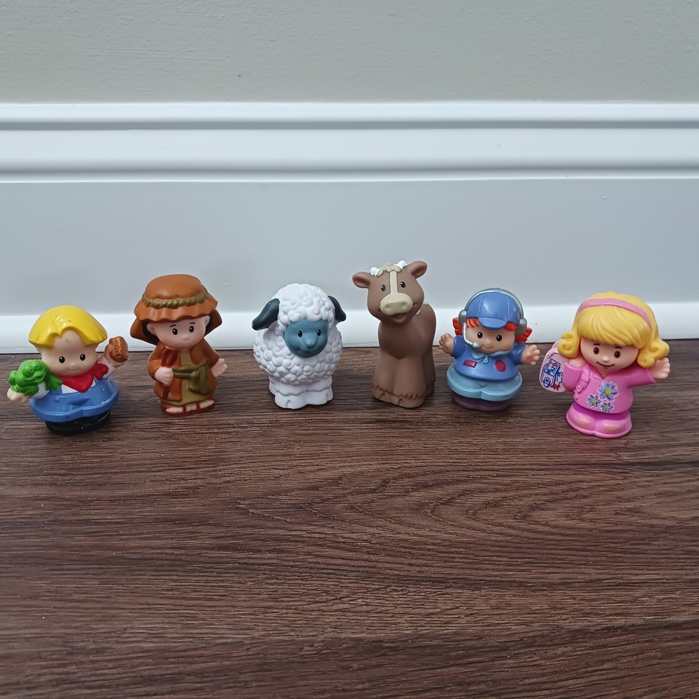 Fisher-Price Little People Lot of 6 Figures Animals People Farmer Shepherd Cow